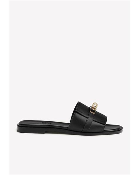 Hermès Giulia Sandals In Calf Leather With Palladium Kelly  